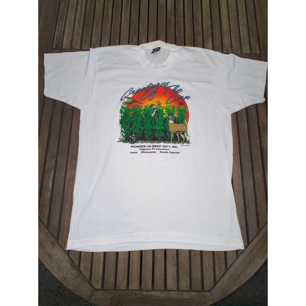 Vintage 80s 90s Pioneer Hi-Bred Creatures of the Corn Tee XL Screen Stars USA